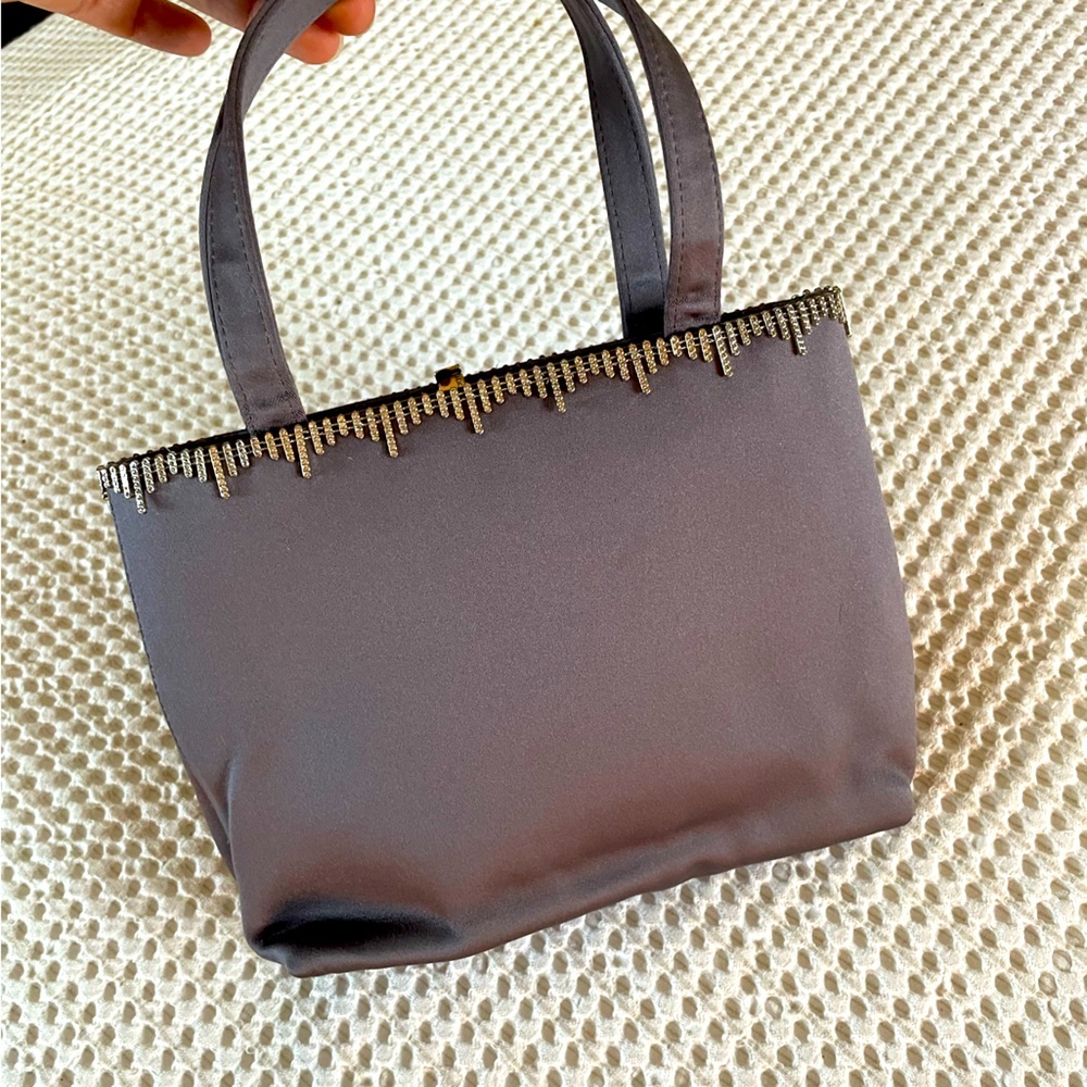 Sergio Rossi Pewter Grey Tote with Silver Accents